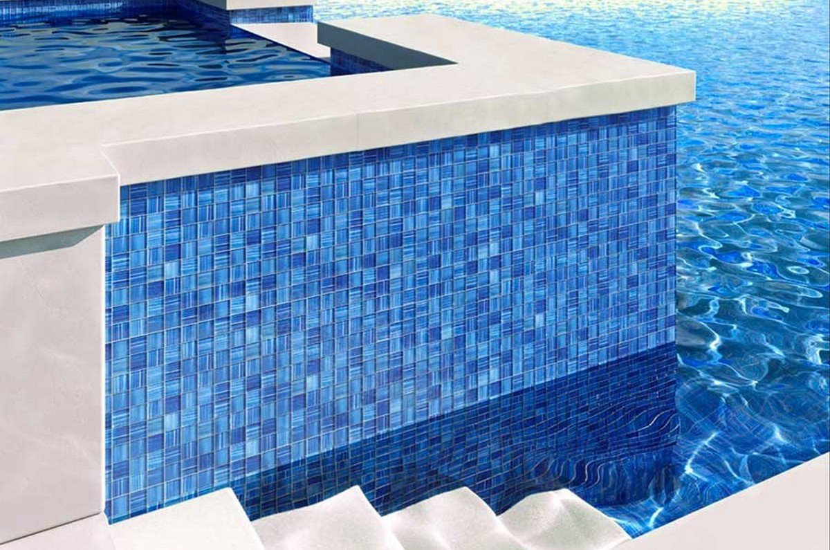 modern light blue pool tile