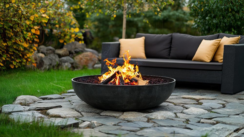 modern outdoor fireplace