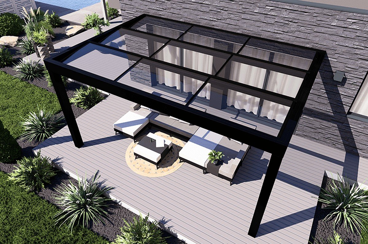 Dubai pergola glass roofing