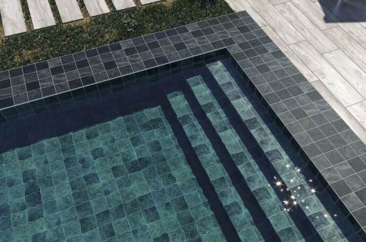 grey pool tiles