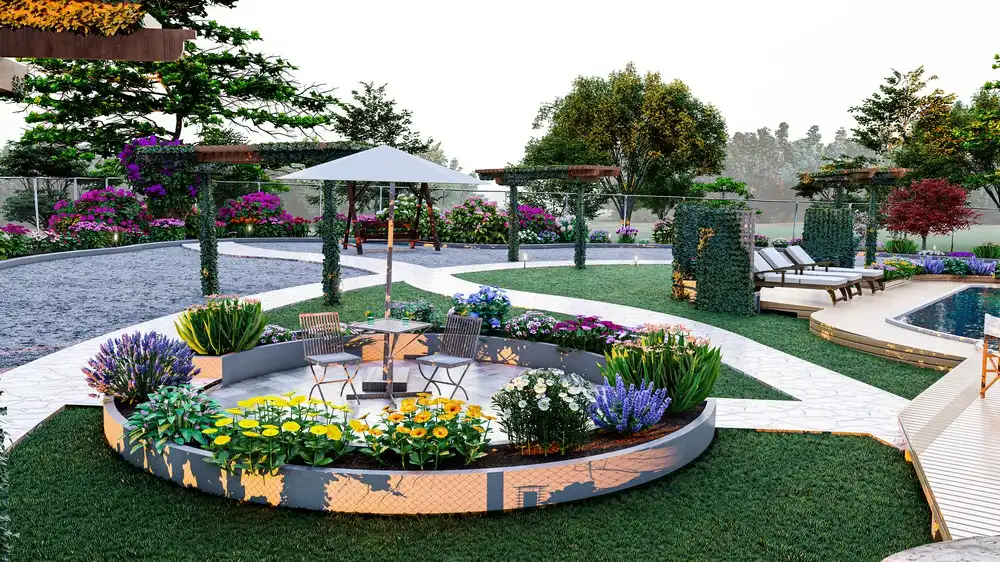 3d-rendered-large-garden-area-with-pool-seating-area-hot-tub